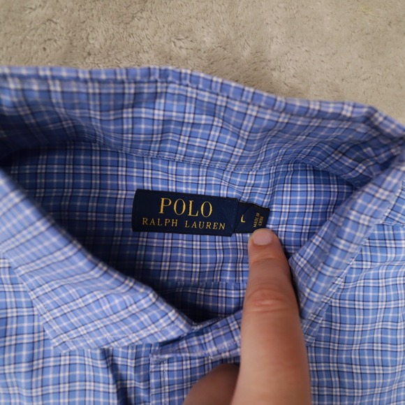 Polo Ralph‎ Lauren Blue Plaid Long Sleeve Button Up Shirt Men's size Large - Picture 2 of 8